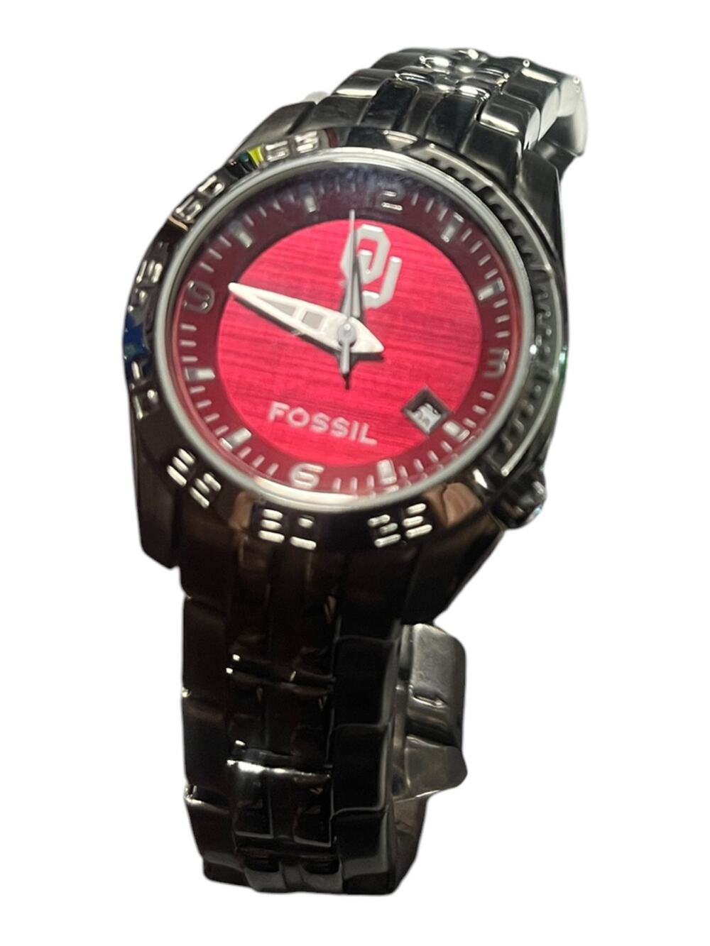 Set - 2 OU Watches Fossil Bracelet Watch & Geneva Bangle Watch Floating Crystals